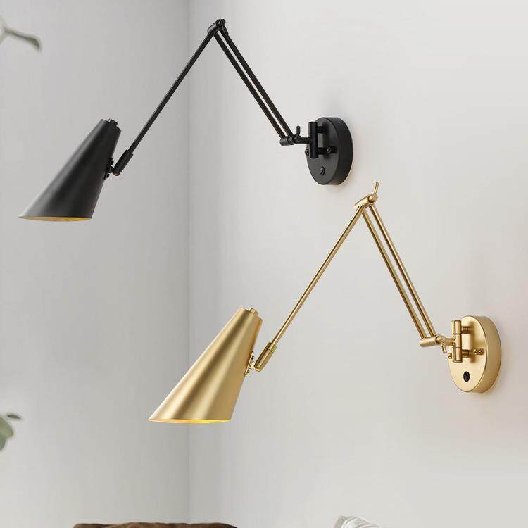 北欧酒店客房床头阅读摇臂壁灯led护眼卧室书房折叠伸缩壁灯