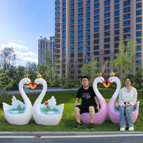 园林装饰摆件雕塑仿真火烈鸟道具公园景观花园景点玻璃钢动物座椅
