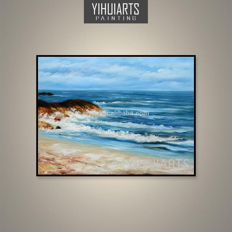 YIHUIARTS直销纯手绘海边题材风景油画卧室床头装饰挂画