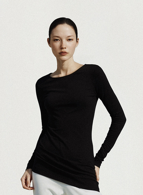 STELLAM女装OFF-neckline一字领羊毛天丝上衣