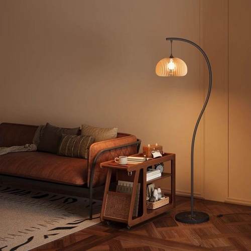 中古风s杆落地灯客厅沙发旁网红南瓜灯美式复古卧室床头氛围立式