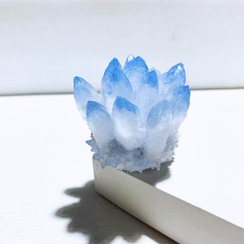 蓝水晶簇消磁净化办公室居家装饰水晶簇晶花原石摆件热销