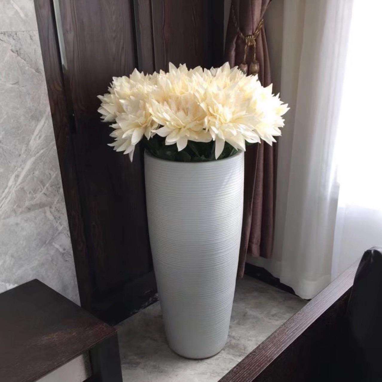 花瓶落地粗陶瓷白色绿植花盆欧式家庭园艺庭院陶罐样板间别墅摆件