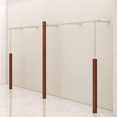 新款服装店展示架实木胡桃色不锈钢上墙架落地女装店简约挂衣货架