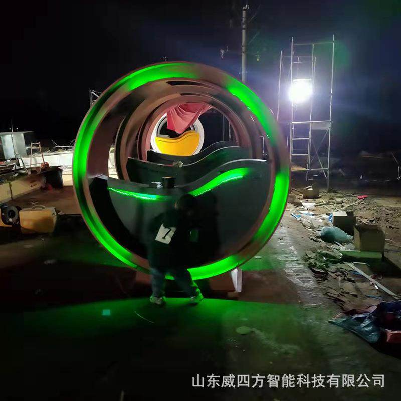 2022网红喷泉自行车单车户外游乐设施互动脚踏发电水景灯光自行车