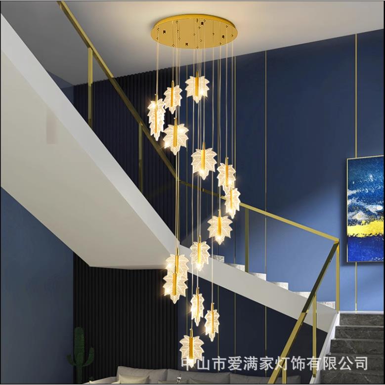 网红楼梯吊灯创意个性北欧现代简约新款loft公寓小复式楼梯长吊灯