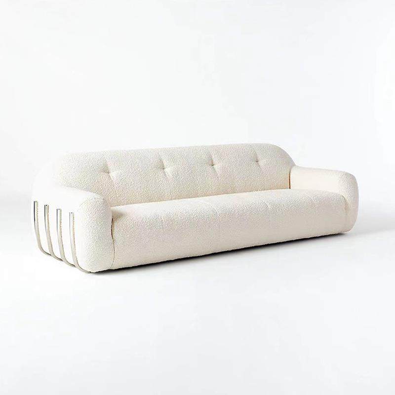 北欧设计师白熊沙发中古创意造型白色羊糕绒小户型客厅布艺沙发