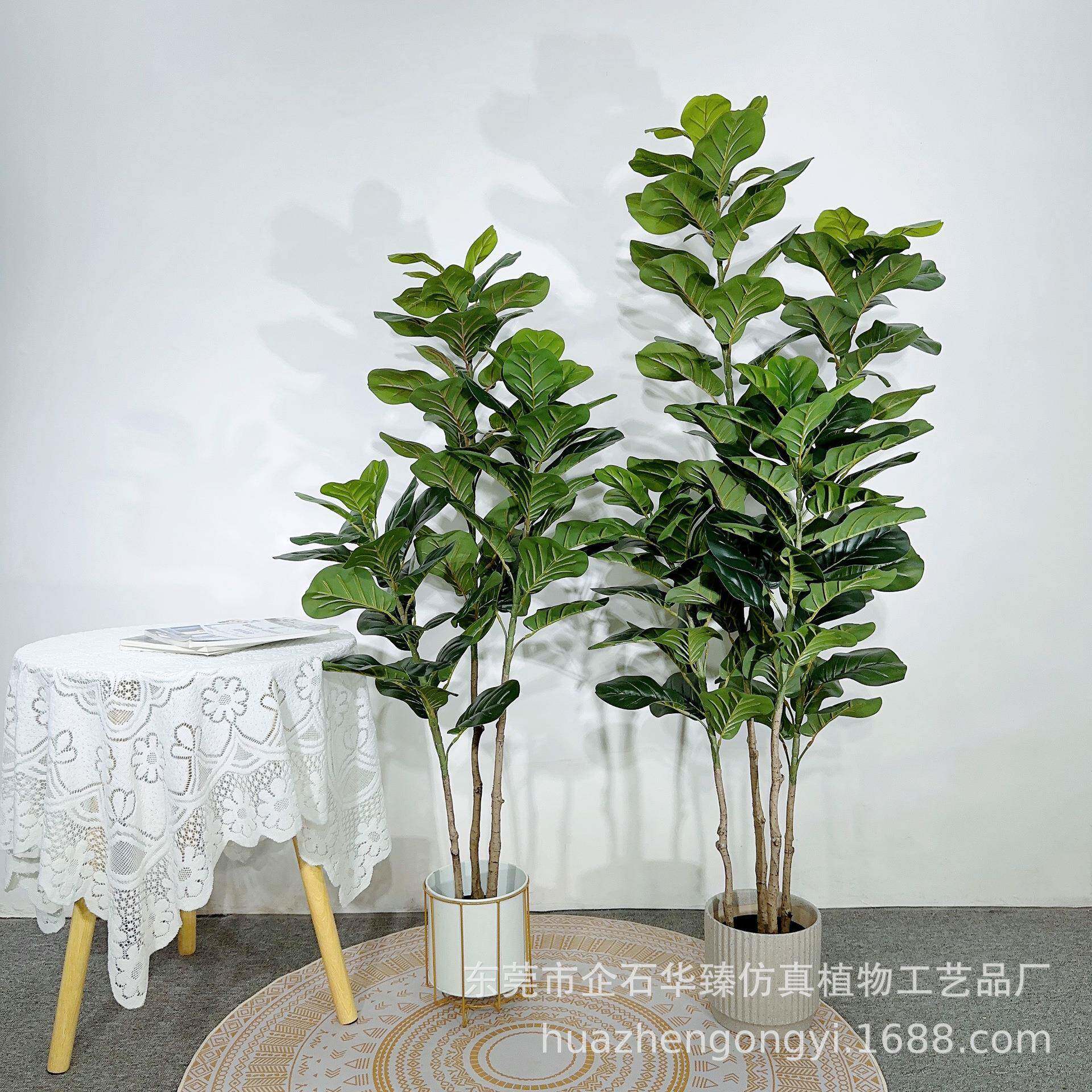 室内仿真琴叶榕圆叶榕假绿植北欧家居客厅橱窗落地装饰盆景假植物