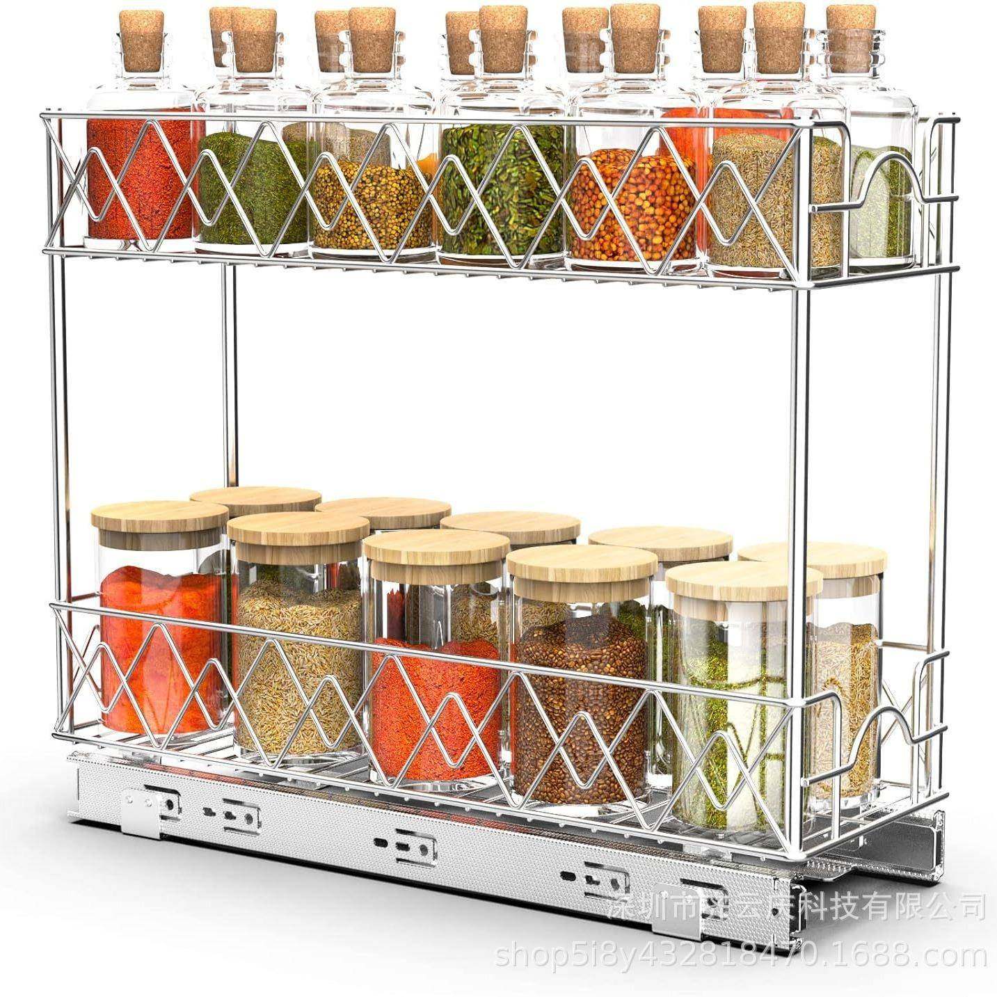 5寸/7寸拉出式两层橱柜抽屉收纳篮架滑动式浴柜橱柜储物收纳架篮