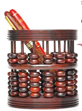 办公用品  礼品 文具笔桶 经商 开业 红木算盘笔筒 书桌摆件