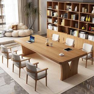 客厅原木大板长桌实木创意书桌家用办公桌图书馆会议室学习写字桌