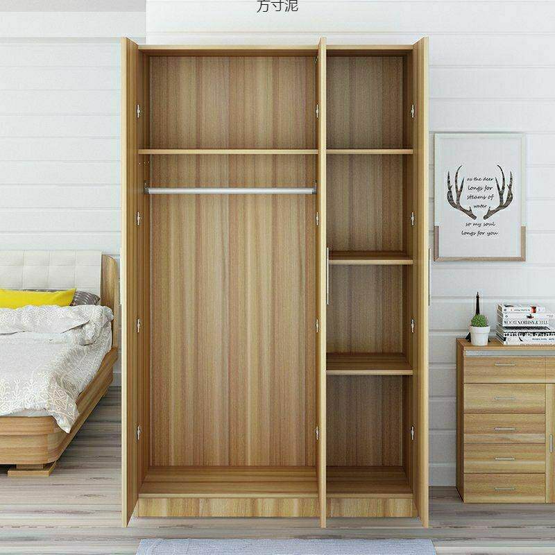简约衣柜三门四门家用卧室大衣柜整体组装大衣橱柜宿舍出租房衣柜