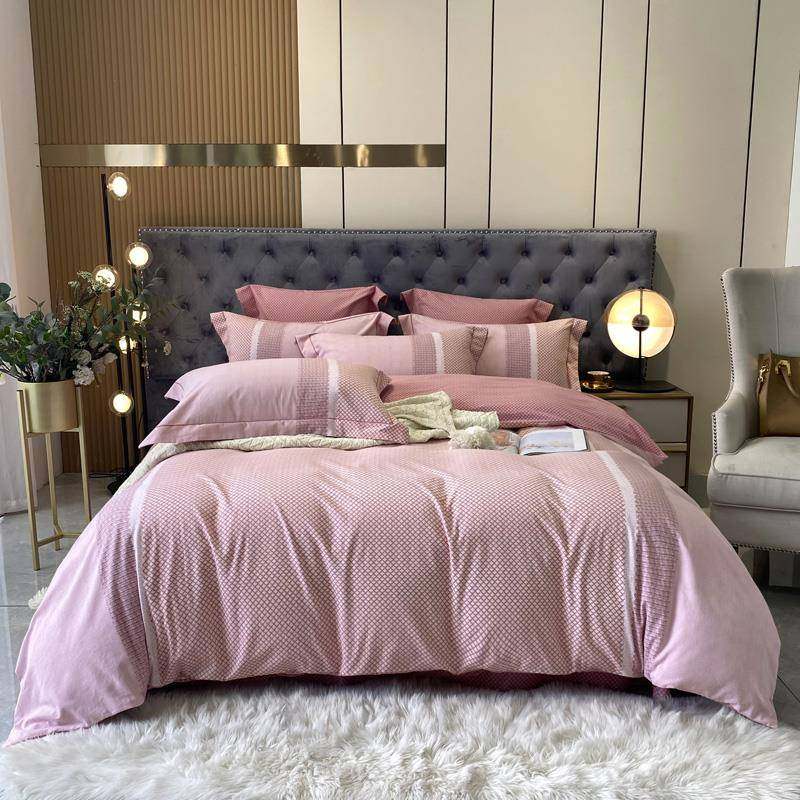 9WOR金太阳加厚磨毛四件套欧美简约风纯棉保暖床上用品暖绒秋