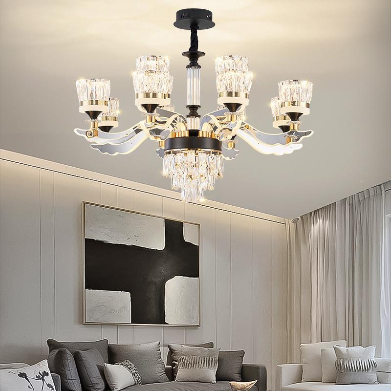 dpp灯臂光吊水晶DCU客厅现代轻奢大厅主灯大气高挡灯发具组合灯全