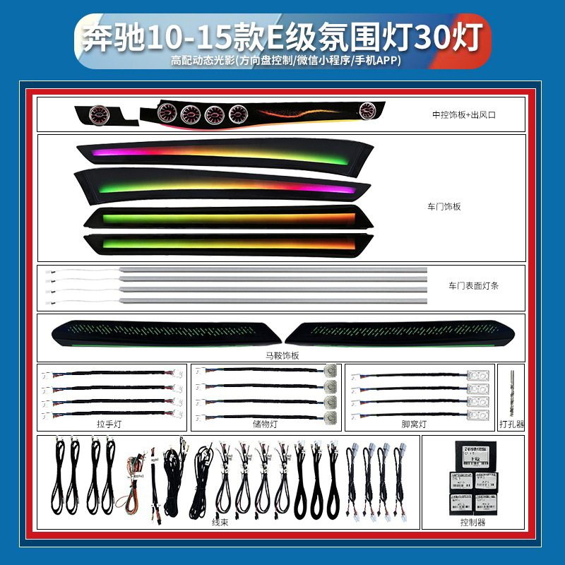 适用于奔驰E级氛围灯改装汽车内饰气氛灯(W212)(W213)饰板替换LED