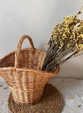 藤编花手工编织柳加粗篮子篮园艺家具花店杂货水果收店纳篮CL002