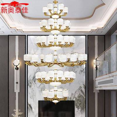 中式楼锌合金复式新楼客厅中空51400大吊灯别墅大厅楼中挑层空跃