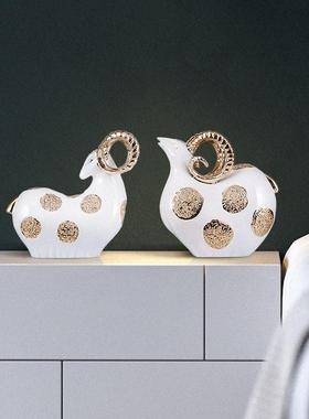 树摆脂件工艺品小绵羊造型ST113AB摆电酒视柜桌面件客厅柜摆设欧