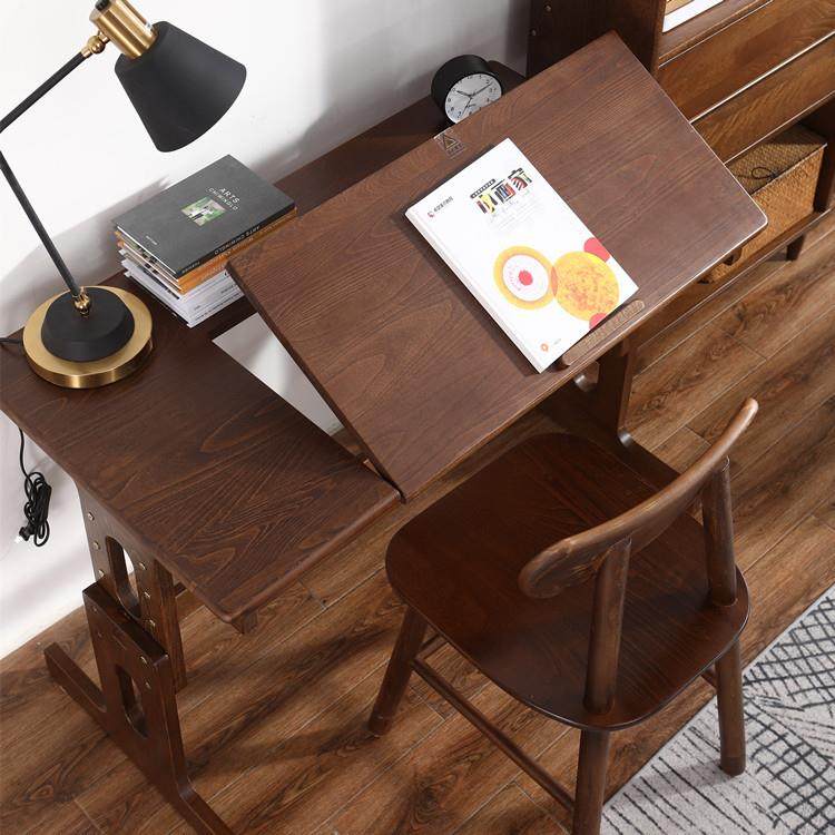 童纯实木桌可调代节学习写字书桌现简PXP约升降书儿桌书组合家用