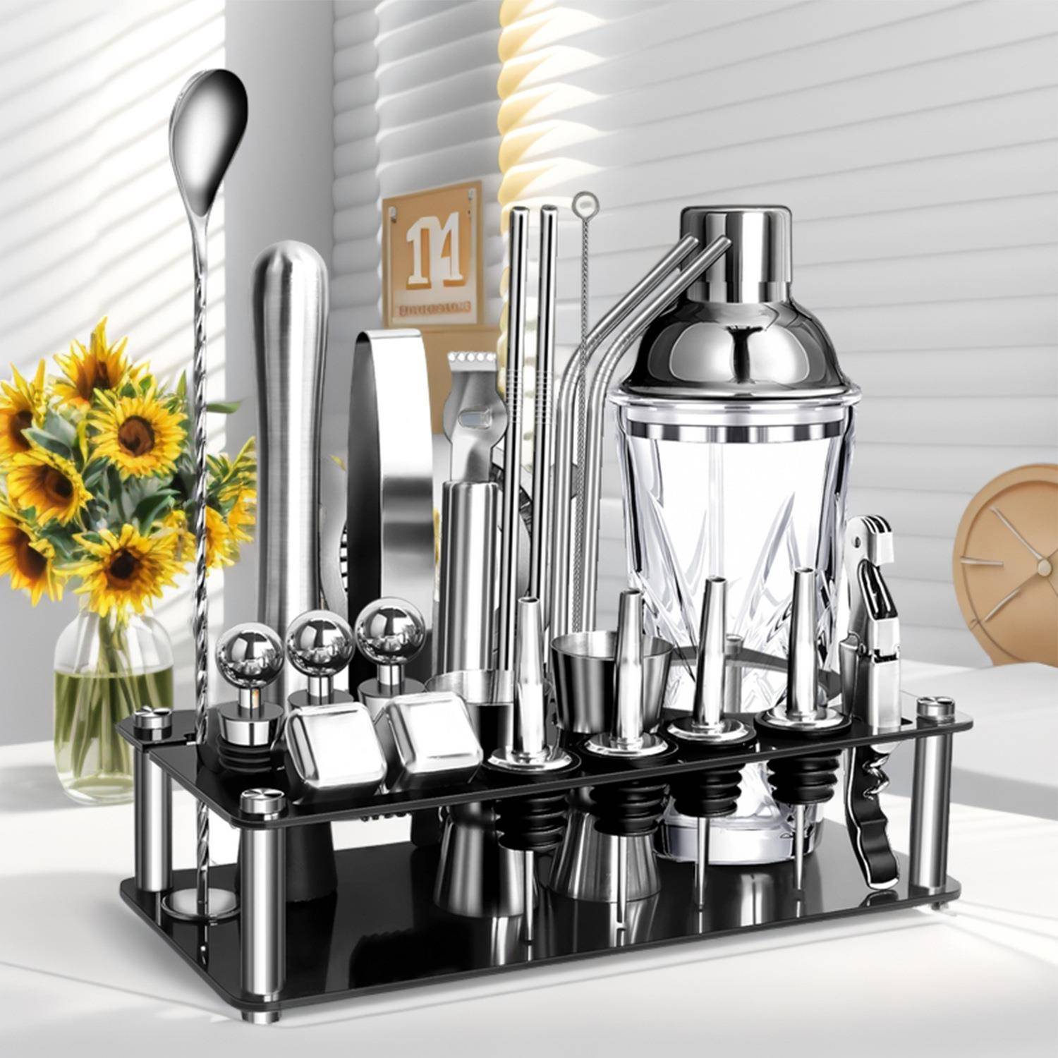 跨酒境热不锈CL-119钢雪克壶调器套销装酒吧酒鸡尾酒波士顿调工具