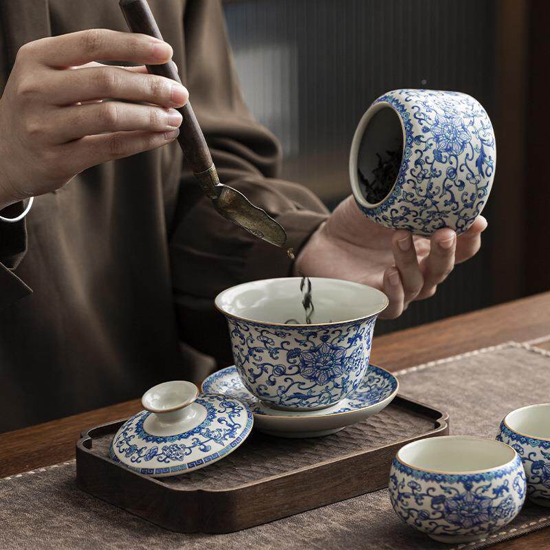 汝窑茶具套公装202功5新款家用办室具高档JS功夫茶轻奢夫泡茶壶喝