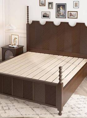 现代美式实木法式雕花床复主卧双人床大床轻奢古约82294简卧室婚