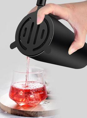 调酒师套装酒吧工具钢鸡尾酒制作RYN调不锈器哑光黑色酒全套