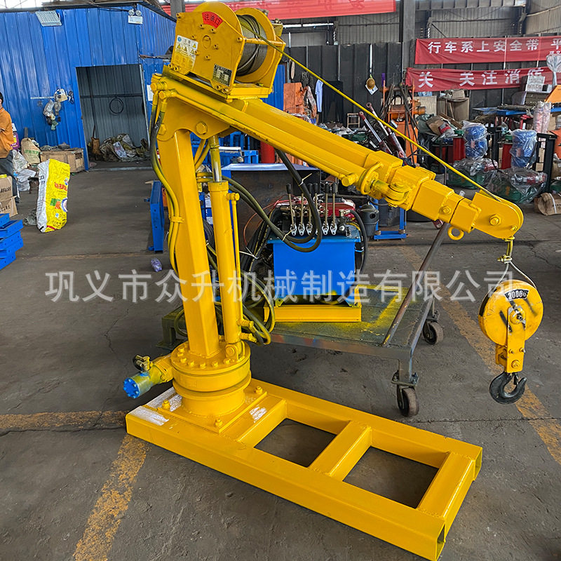 皮卡车装小型吊机 车载500kg液压吊 可折叠小型随车吊