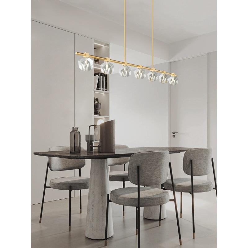 意中式全铜水晶餐厅灯简约现代大气师设计吧台轻奢广东286山灯吊