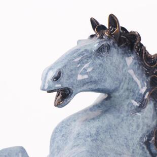 杨铜记铜马跃铜马0117摆件彩烧色铜生立马发财肖马跃马