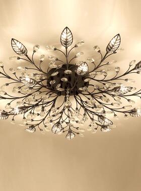 现代简约799客厅大气树吸叶水晶顶吸灯创意个性卧室顶灯LE花D形顶