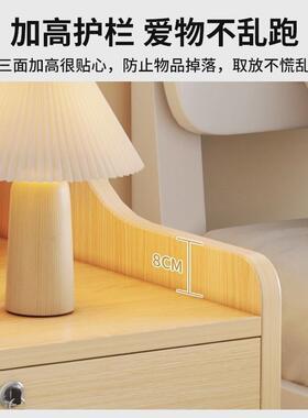 床头74347柜榉木色柜现物代简约小型床简易家用收纳带锁储物柜置