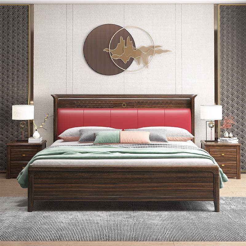 新中式木软包1MDC.025.8米主卧室现代简约家用双床人婚床实储物大