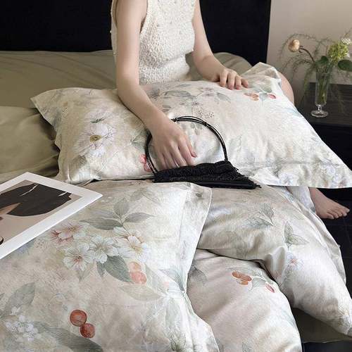 100绒Y1101S高四件套贡缎棉长棉田园支花卉被套春秋季纯床上用品