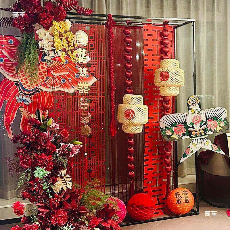 新中式婚户礼拱门庭院婚庆布置道具婚晨10026127袍背景装饰房升降