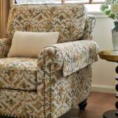 法复古式 布单人沙发卧室印花艺休闲椅 风18631布艺沙发椅全实木美客厅式