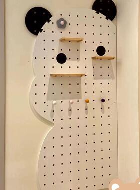 造木质家用洞洞板墙物壁收纳置架卡通型熊ZJW猫头洞洞板上墙置物