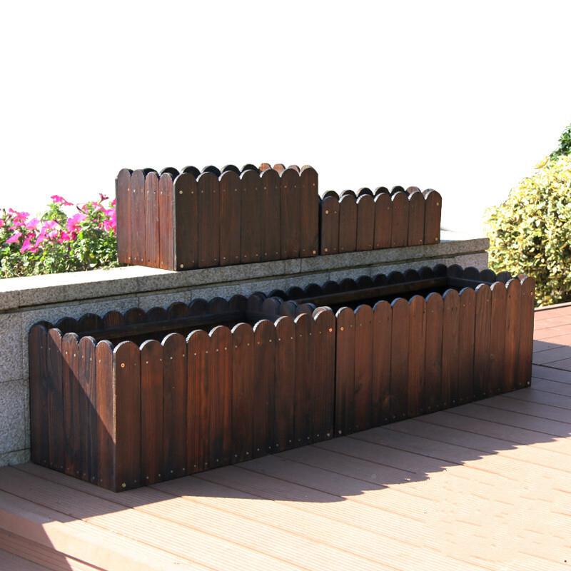 植防腐木花箱户外庭院花阳台种箱碳化木花t6129491盆室菜外长方形