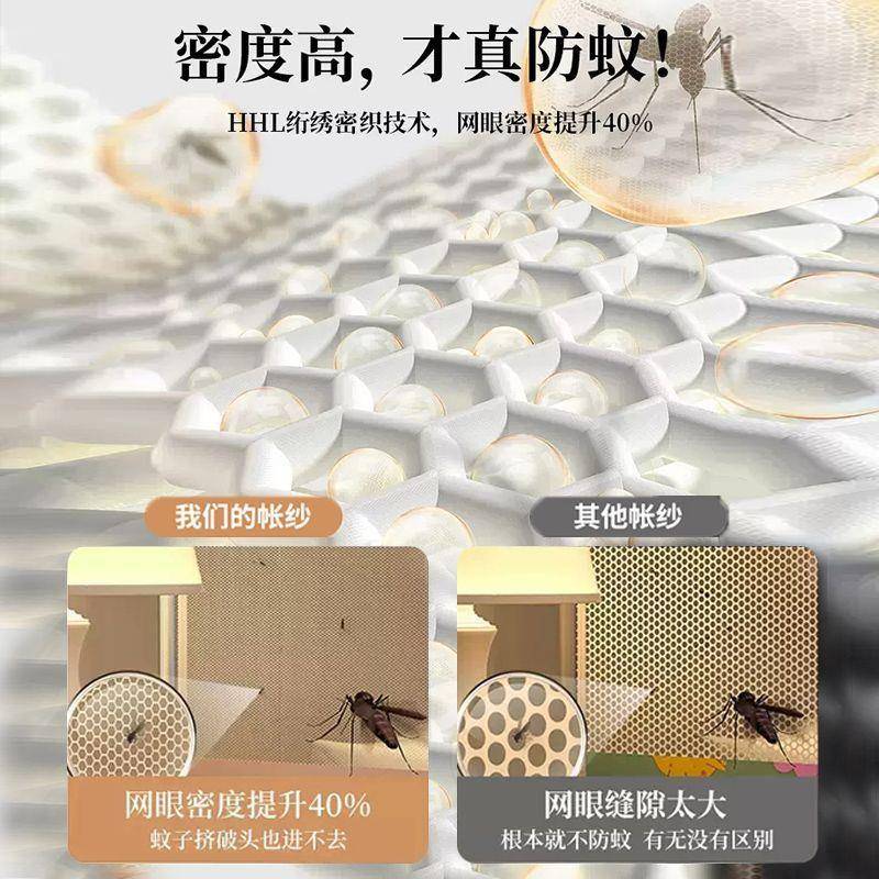 免打吊顶圆顶蚊帐家用吊挂落地式防卧室蚊LJM公主风免安孔装密加