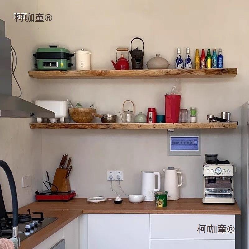 客厅SRN简约现代原木挂墙电视柜块实悬的挂一字木隔板卧室上麦整