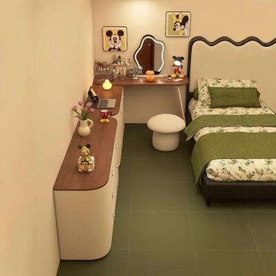 实梳木简约卧室妆台化妆桌书桌斗柜体收纳柜一合多88764功组能床