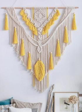 波西米流苏色编织OSU毯挂客彩厅房间民宿墙面装饰喜亚字艺术壁毯