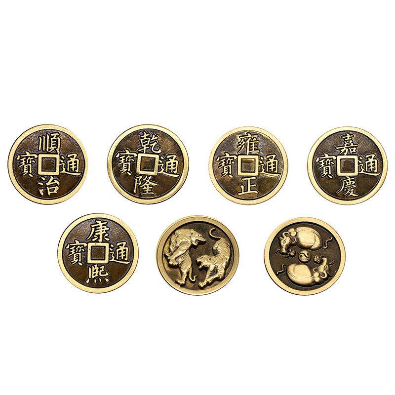 六面转六钱铜制骰子金609属工宝艺品通转钱钱摆件面转工艺品