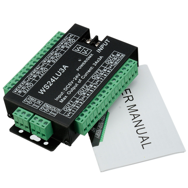 LED控制器WS24LU3A解码器24通道RGB灯带模组控制器DMX512