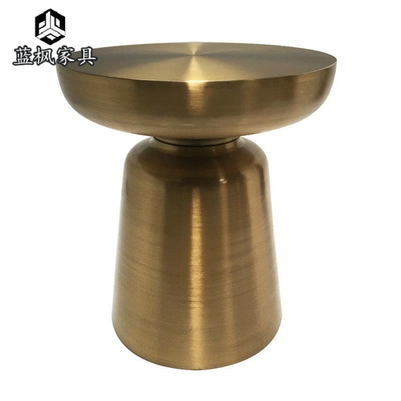 别墅样板房沙发边角厅几不锈46791钢镀金茶几圆形几茶创意户小型