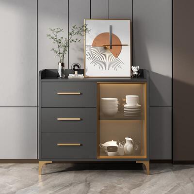 酒柜餐墙奢柜ZG-63864现代微波炉边微波储柜收纳茶水物轻靠碗柜柜