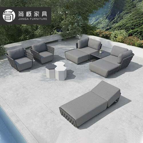 户池外圆沙发套装HLY别墅泳休闲沙发茶弧几组合露天民宿发阳台沙