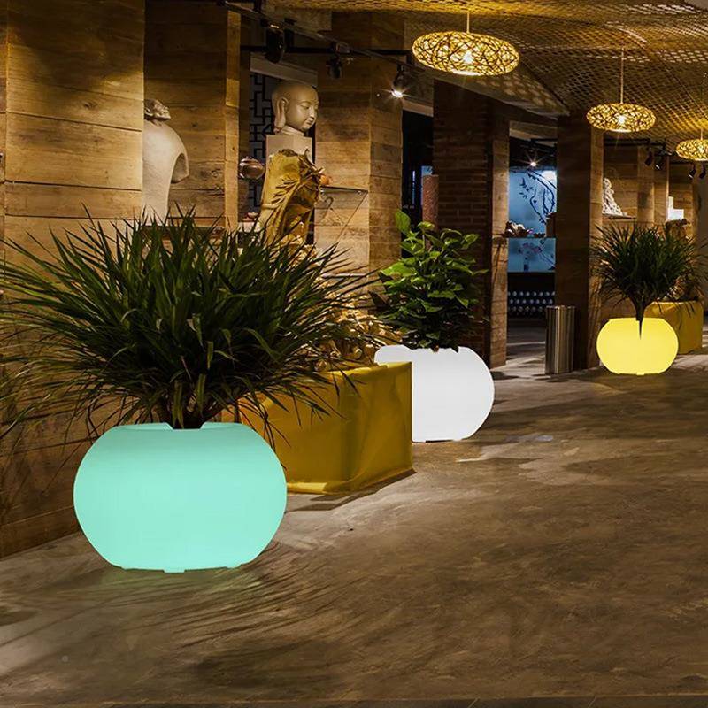 户外院花钵庭发光花盆水花装饰灯创意YXW景观防盆景塑料摆件树瓶