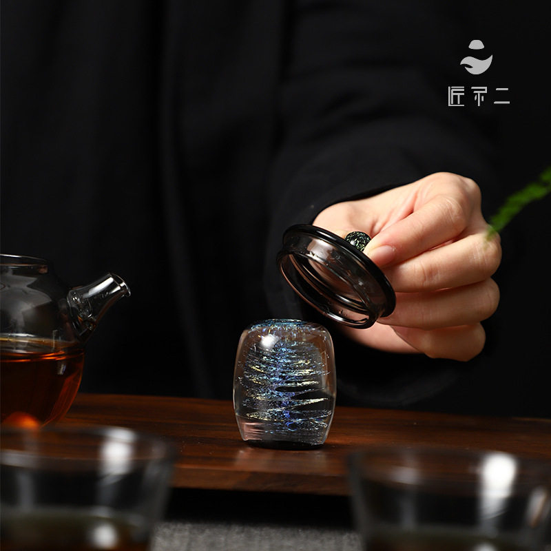 匠不二星空盖置紫砂壶盖拖玻璃盖置创意摆件日式茶道零配件摆件