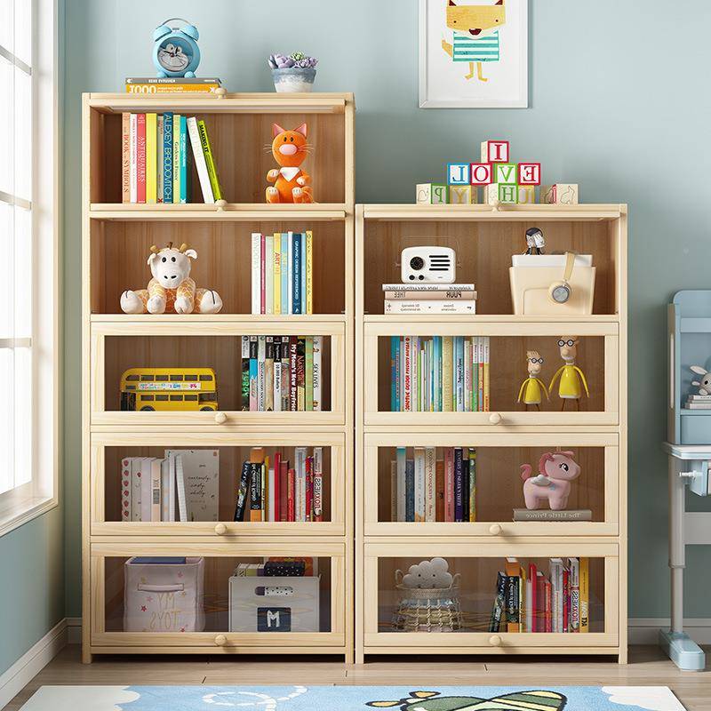 书柜带展门防尘式实木书架儿置物架t7160385落地家用童美客厅转角